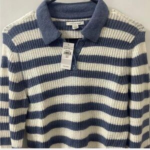 SOLD -American Eagle Outfitters | Navy and Cream Striped Sweater